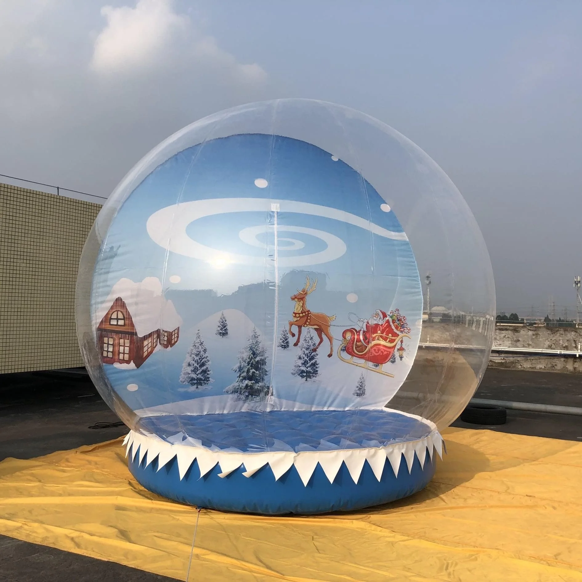 Christmas Inflatable Snow Globe Customized Background Snow Globe Photo Booth For Christmas Decorating Giant Bubble Globe Ball