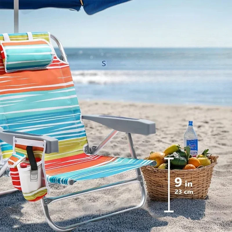 High Quality Aluminum Backpack Folding Beach Chair Portable Low Outdoor Rocking Chair Adult Park Relaxation Chair