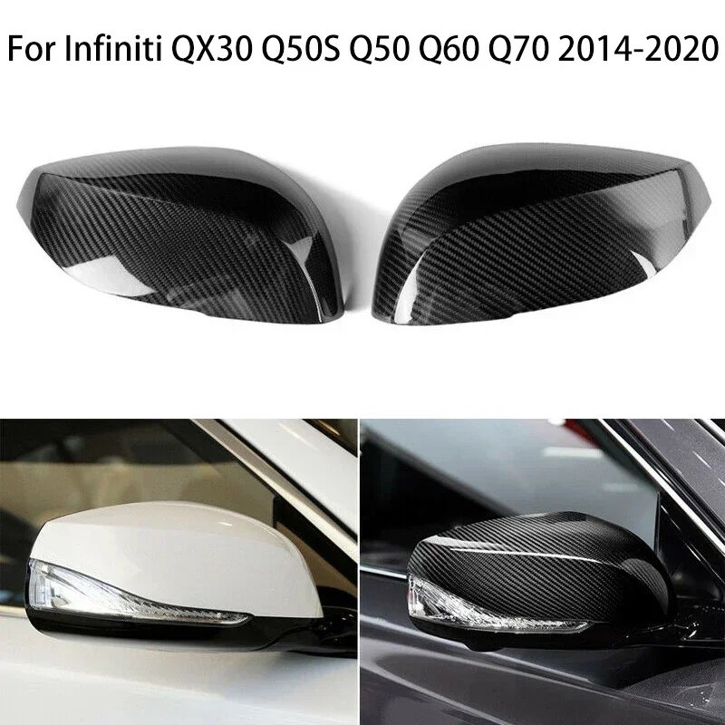 

Real Carbon Fiber For Infiniti QX30 Q50S Q50 Q60 Q70 2014-2020 Car Rear View Side Mirror Covers Trim Cap Accessoriess