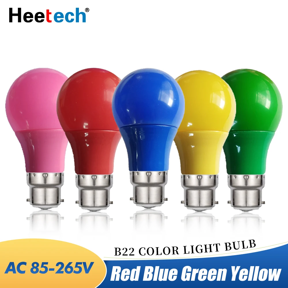 B22 LED Bulb Colorfu Lamp Led Bar Light 3W 5W 7W 9W 12W Red Blue Green Yellow Pink Lampara Light KTV Party Home Decor Lighting