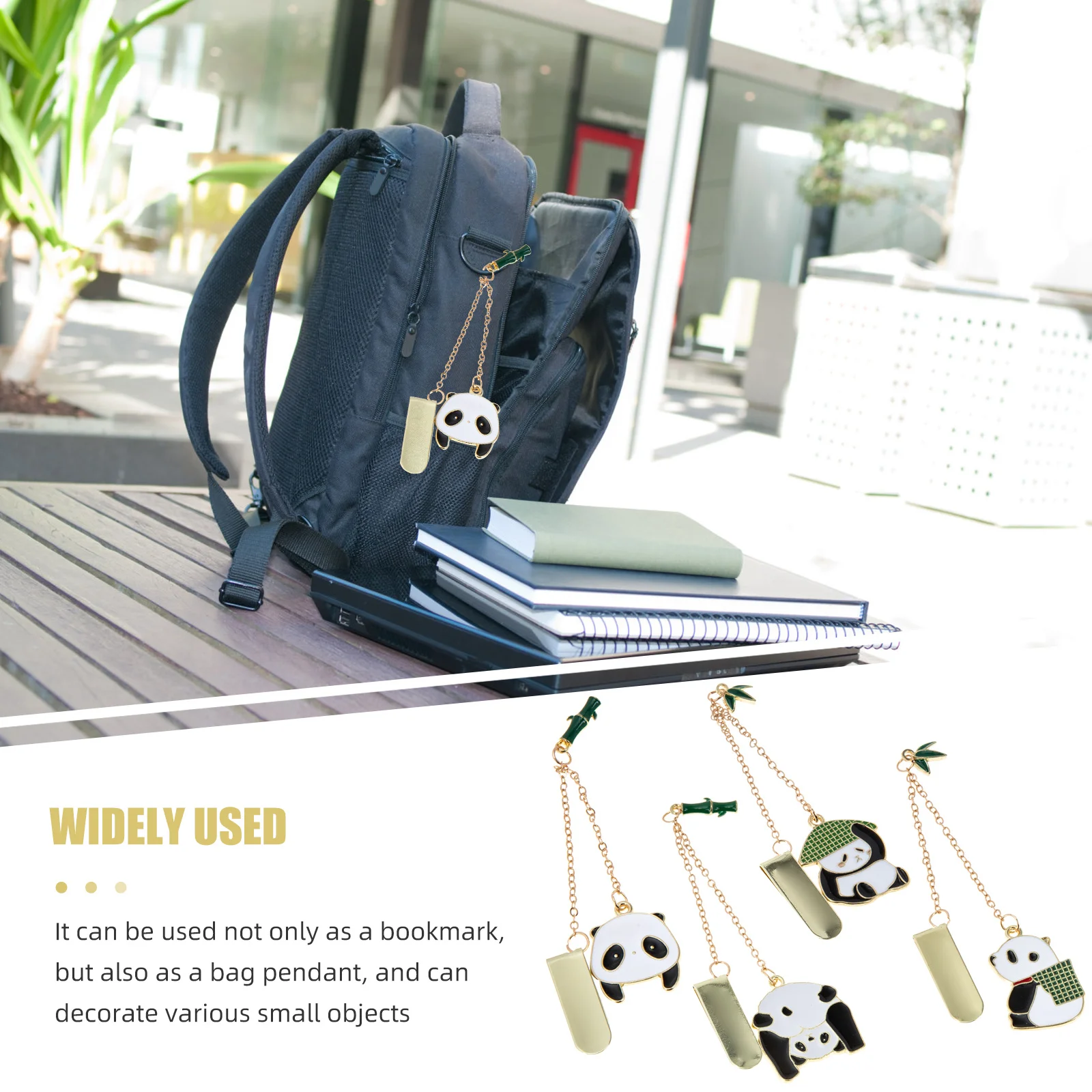 4 قطعة الإشارات المرجعية الباندا المعادن معلقة صفحة علامة كليب على الإشارات المرجعية للطلاب سلسلة المرجعية ديكور الكرتون قلادة
