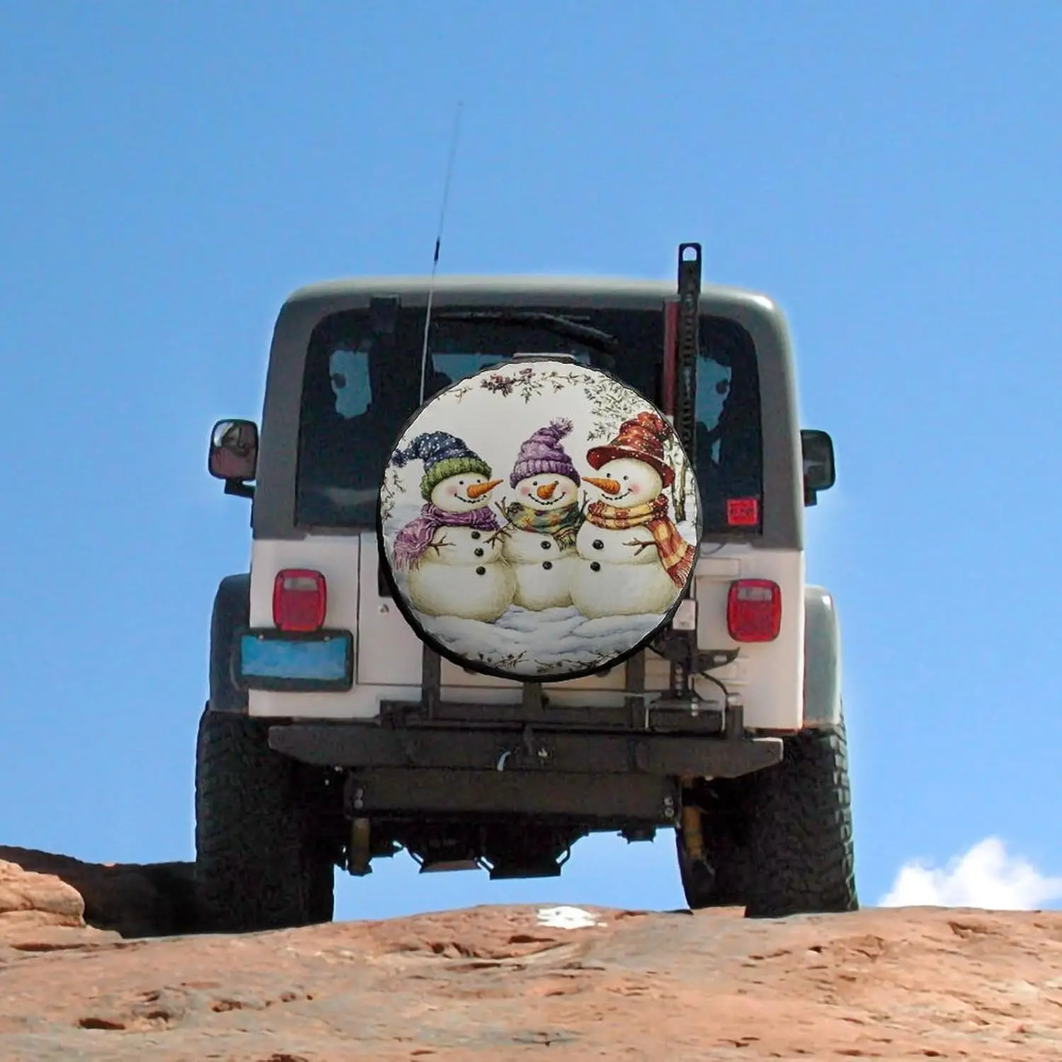 

Чехол для запасного колеса Снеговик Семья из 3-х милых персонализированных чехлов для колес Водонепроницаемая защита от солнца Рождественский снеговик Семья