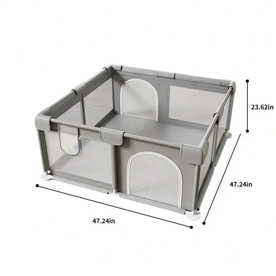 

47x47x23.6 Inch Puppy Playpen With Gate, Dog Playpen For Puppies And Small Dogs, Durable Safety Pet Fence With High-Strength Nylon Mesh, Washable, Indoor & Outdoor Use
