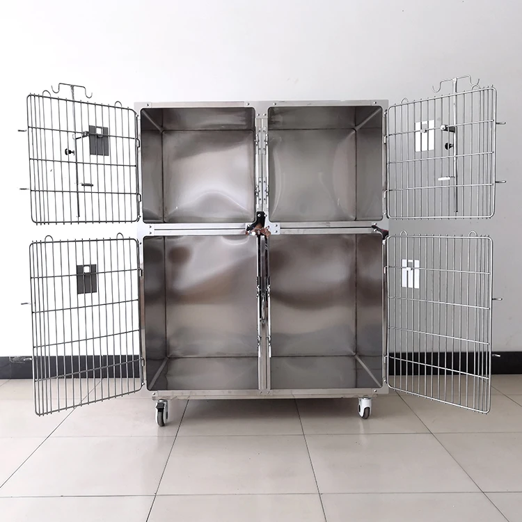AIROW PET  High Quality Veterinary Cages Stainless Steel Pet Display Cage for Vet Clinic Dog Kennel Cages