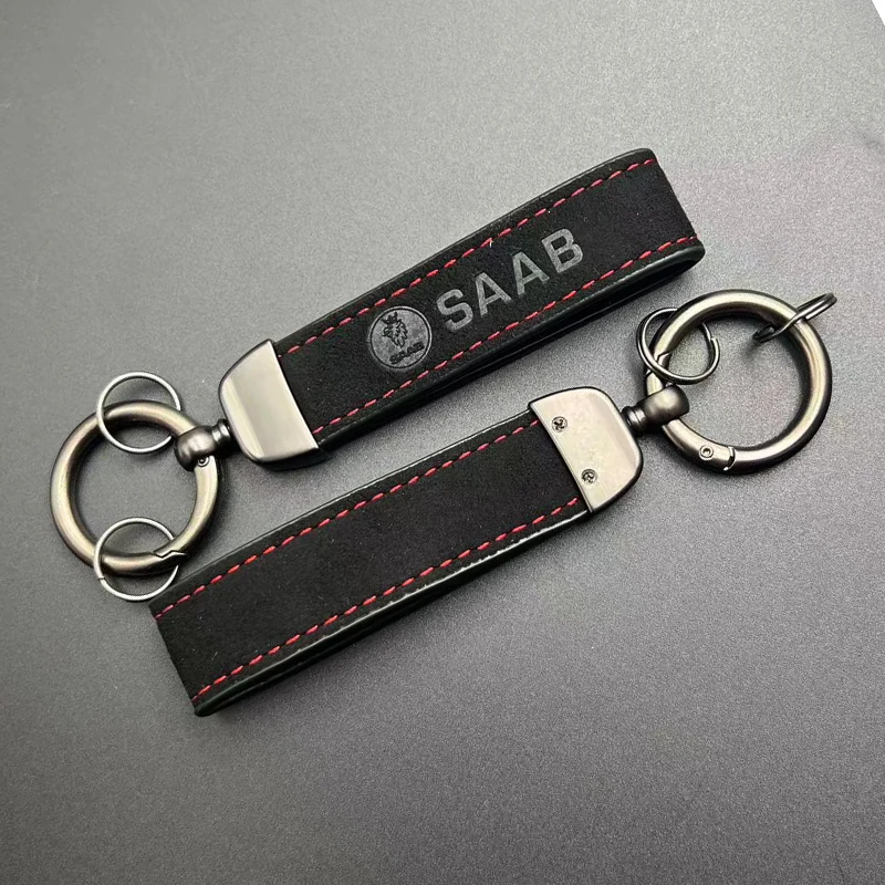 2024 Suede Leather Men Luxury Women Car Keychain For Saab 93 9-3 95 9-5 900 9 3 9 5 SAAB Keychain Accessories