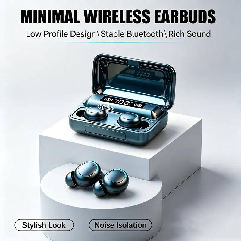 F9 Bluetooth Headphones 9D Stereo High Bass Sport Earphones Handfree Touch Control Tws Wireless Earbuds Waterproof Headset