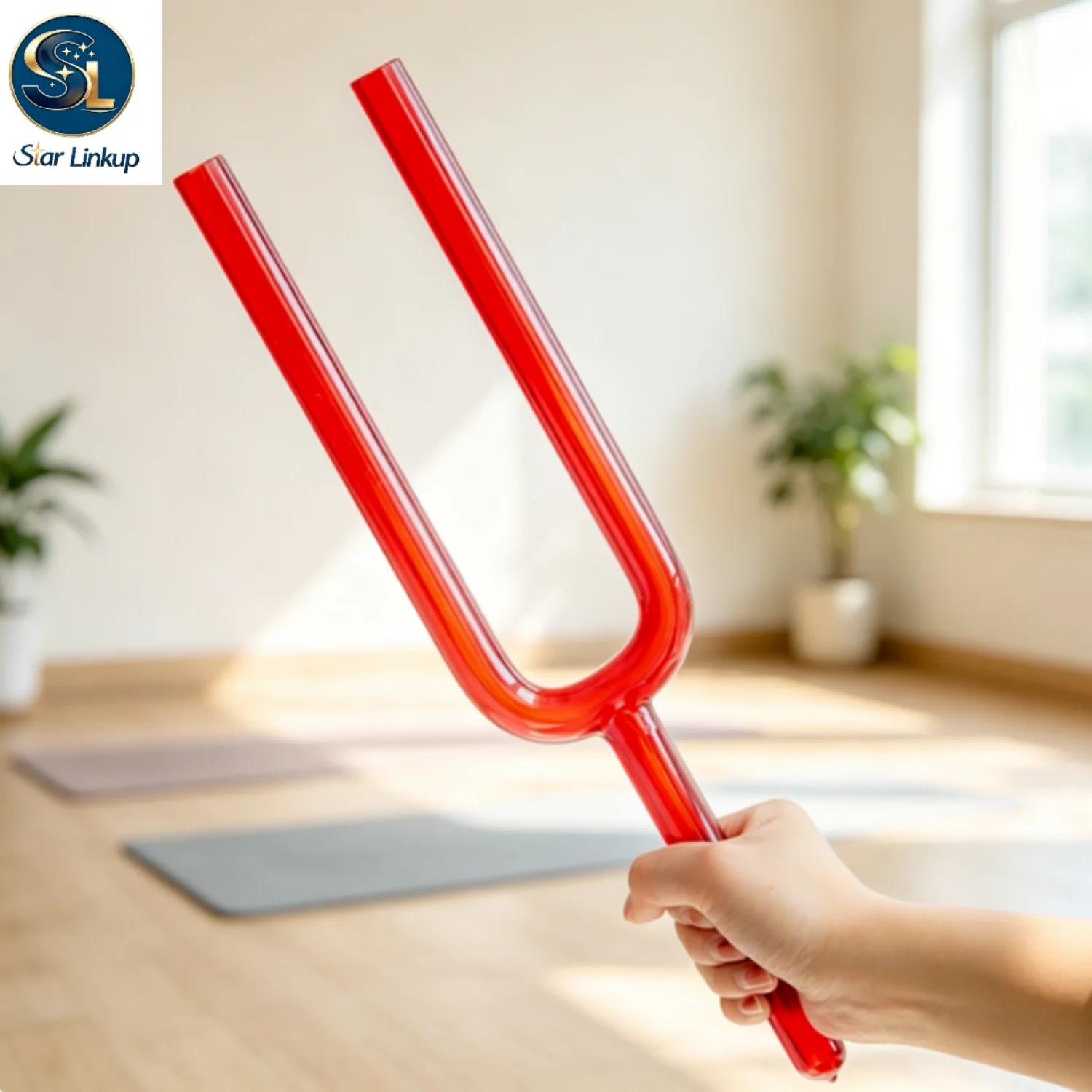 A Note 440Hz/432Hz 10mm Clear Quartz Crystal Tuning Fork, Sound Healing Chakra Balancing Yoga Meditation Percussion Instrument