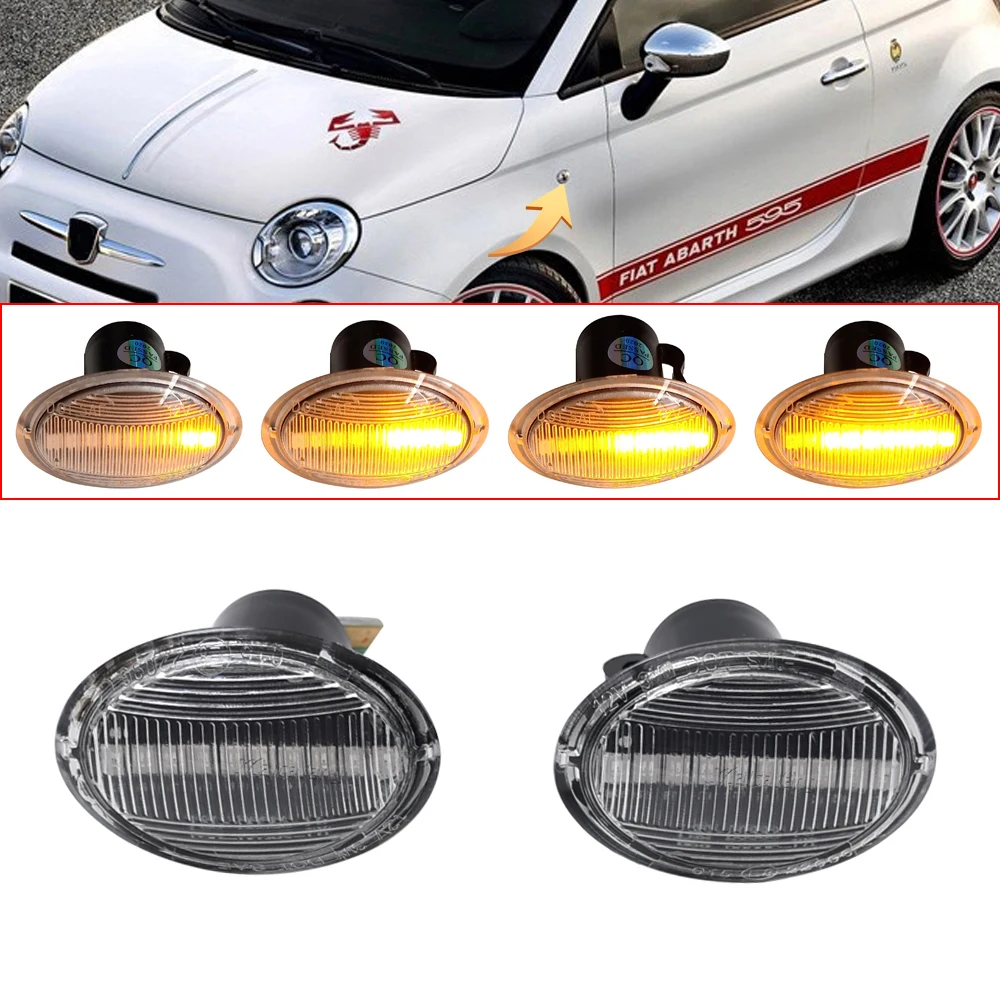 2X LED-Seitenmarkierungsleuchte Blinkleuchte Klar für FIAT 4S 63 3P NUOVA 500 ABARTH Ford KA DESDE Lancia YPSILON Maserati – Detail 9
