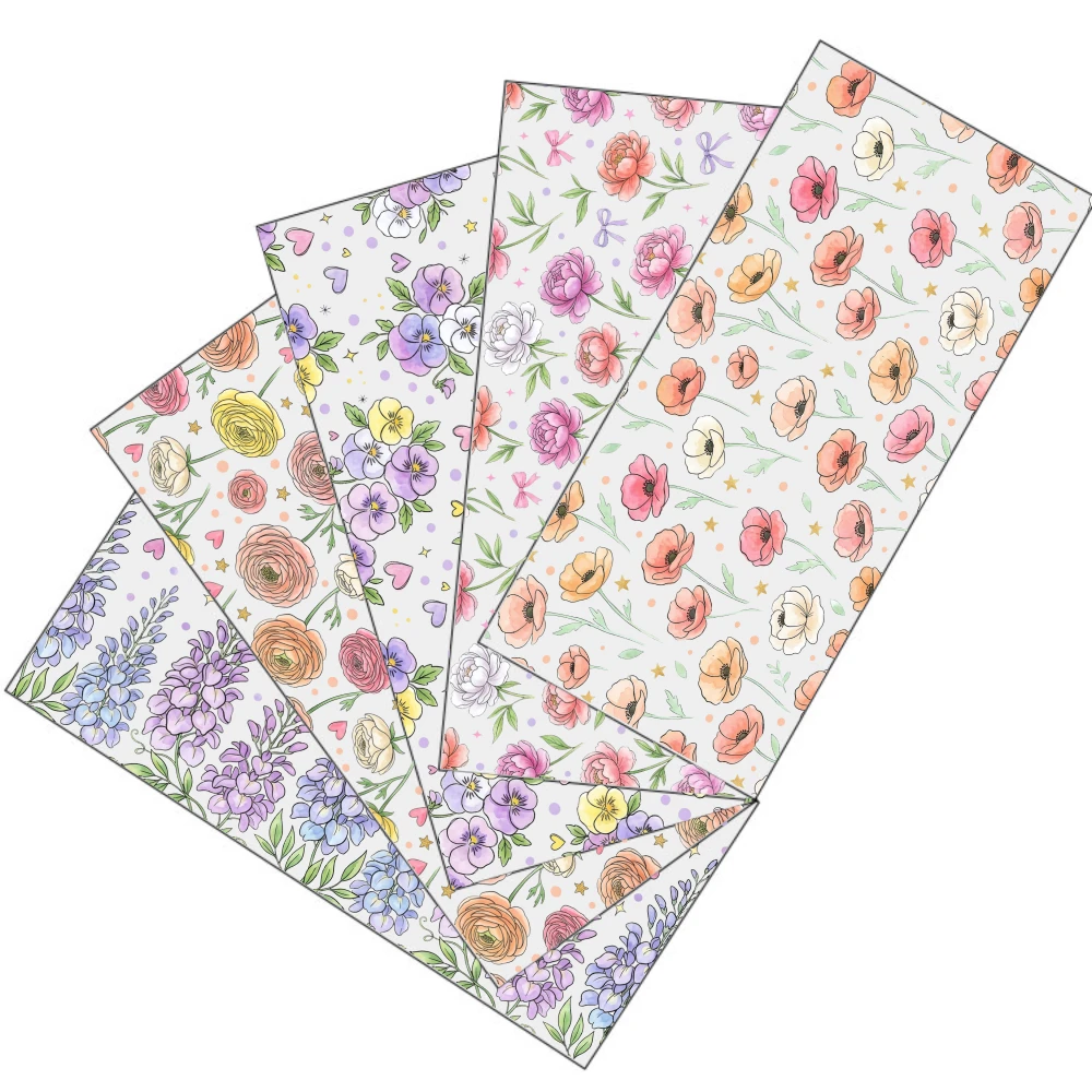 5 Sheets Floral UV DTF Stickers for 16 oz Tumbler Plastic Self-Adhesive Labels Mug Decoration Gift