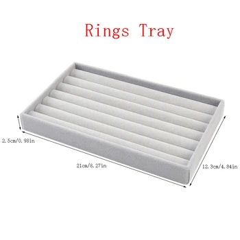 Velvet Jewelry Display Tray Exquisite Jewellery Holder Portable Ring Earrings Necklace…