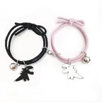 pair Cartoon Magnetic Couple Bracelets with Cute Dinosaur Pendant Mutually Attractive Friendship Rope Gifts for Women's Gift