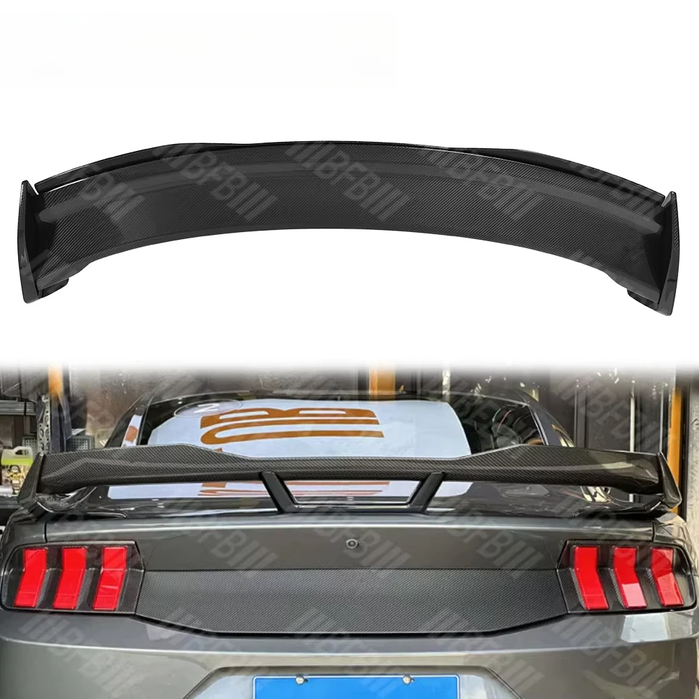 

For 2024+ Ford Mustang Carbon Fiber Wicker Bill Rear Spoiler Double Position Decked for Enhanced Style Fits Rear Bumper