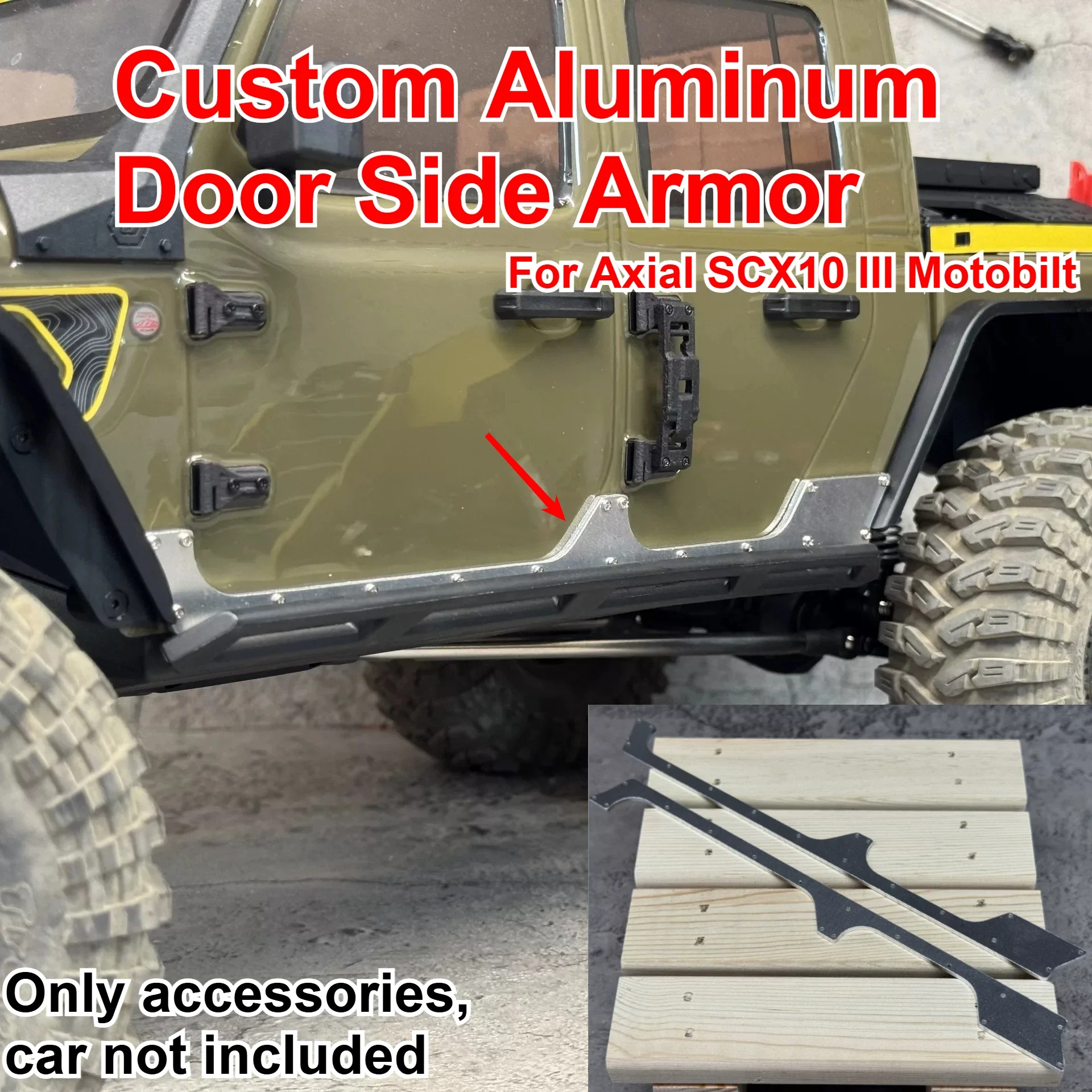 1/10 RC Vehicle Aluminum Door Side Armor For Axial SCX10 III Motobilt Custom Model Number Decorative Styling Upgrade Accessories