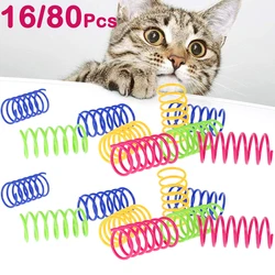 Cat Spring Toys 16pcs Colorful Cat Coil Toy Kitten Coil Spiral Springs Cat Toys Interactive Durable Heavy Gauge Cat Spring Tools