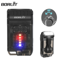 BORUiT V15 LED Keychain Flashlight EDC Powerful  Rotatable Lighting USB-C Rechargeable Torch Waterproof Camping Cap Light