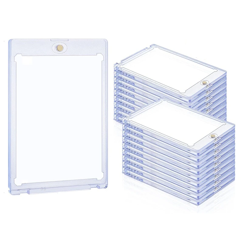 

25Pc Magnetic Card Holder 35Pt,Card Case Holder Card Protectors Hard Plastic,Card Sleeves Display Case For Baseball Card