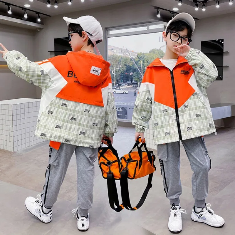 

Boys' Clothes Sets Jacket +Pants 2PCS/Set Cotton 2023 Hooded Spring Autumn Outfits Sportswear Suit Children Clothing