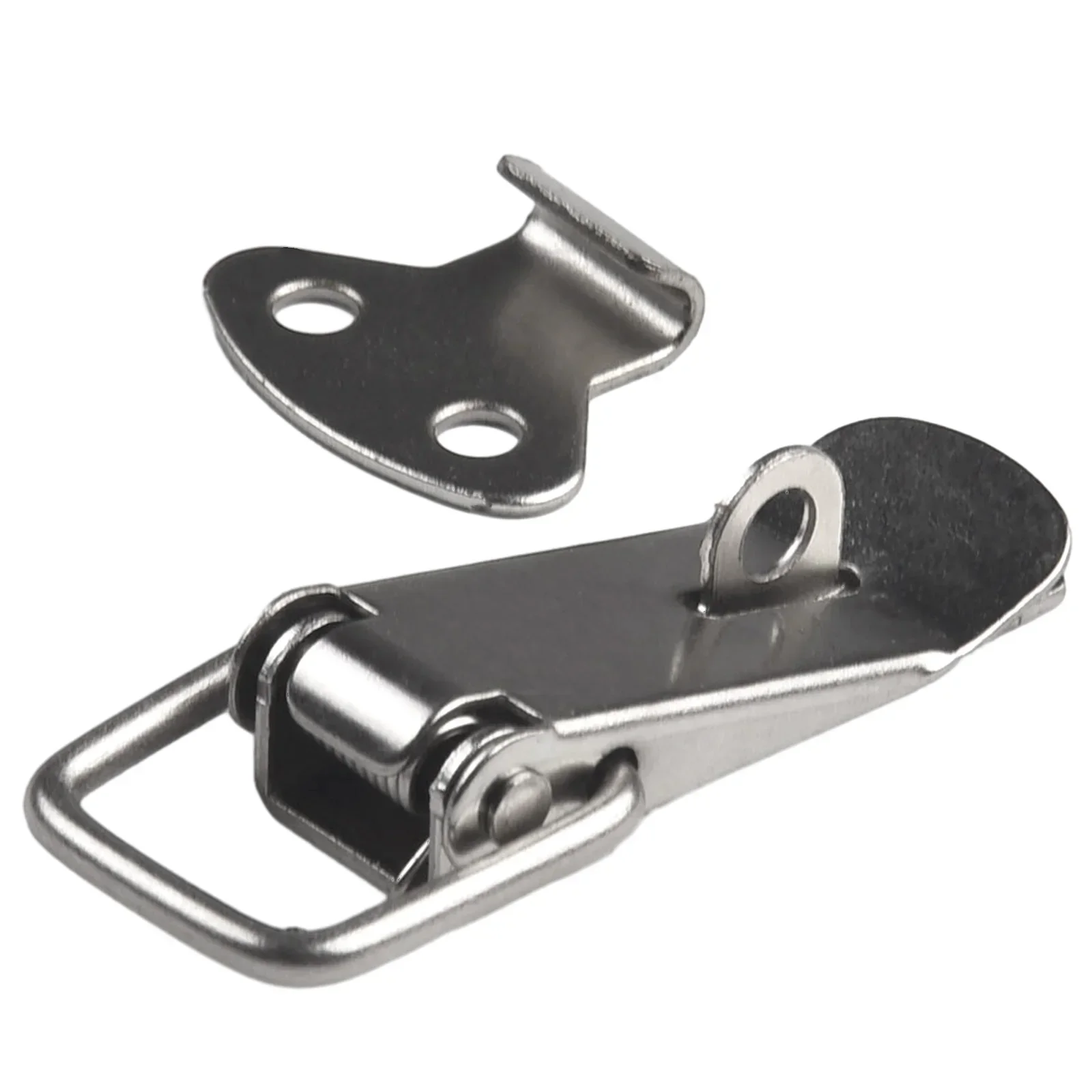 Fermoir Bec de Canard à Ressort en Acier Inoxydable, Boîte en Bois, 4 Pièces