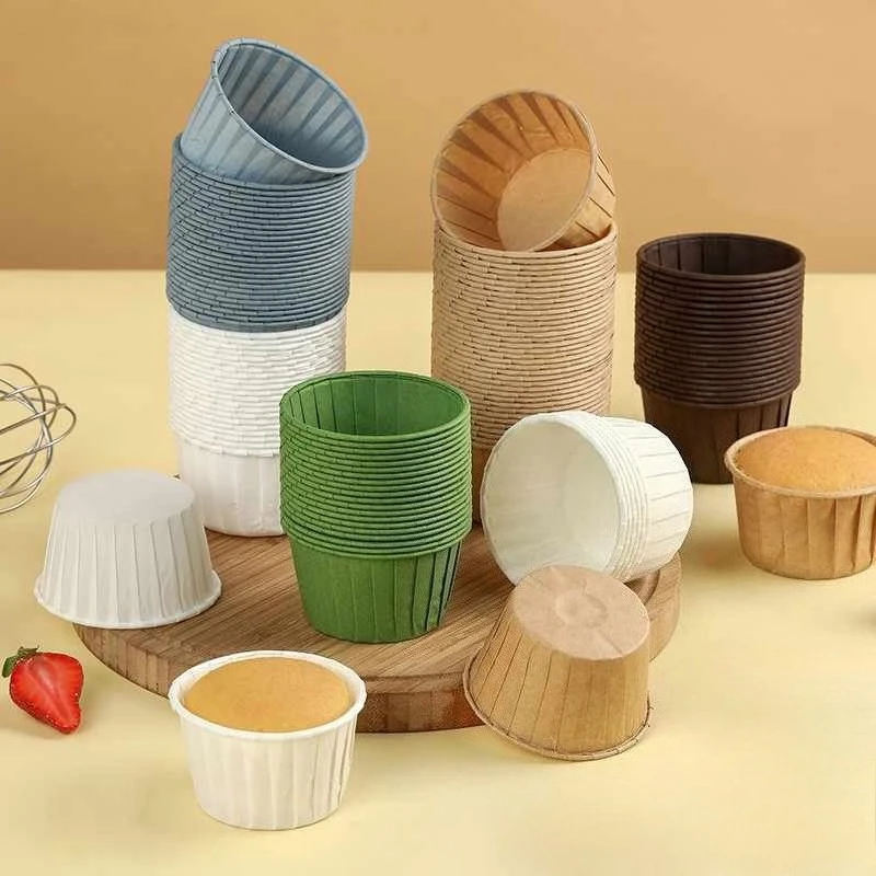 50pcs Cake Baked Crimped Muffin Cup Wedding Party Oil-proof Cake Wrapping Paper High Temperature Resistant Oil Paper Cup