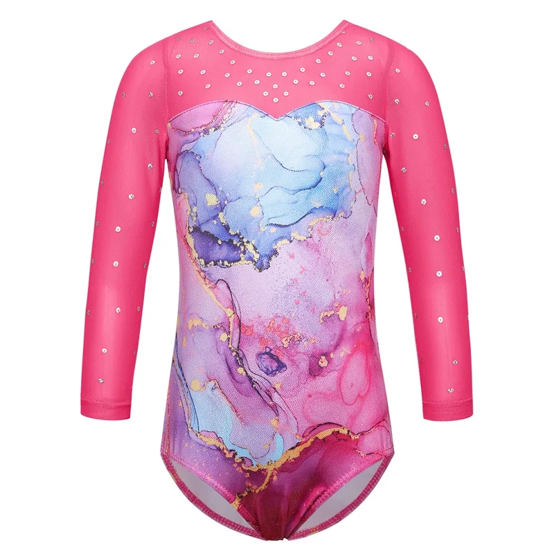 BAOHULU Original Long Sleeve Ballet Leotard Toddler Girls Cartoon Pattern Gymnastics Leotard Fitness Ballet Dance Costumes
