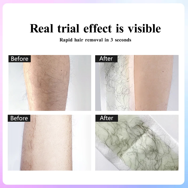 Rapid Hair Removal Wax Strips Paper Double-Side Lasting Depilation Women\'s Safe Wax Paper For Face/Legs/Bikini/Arm/Neck 40pcs
