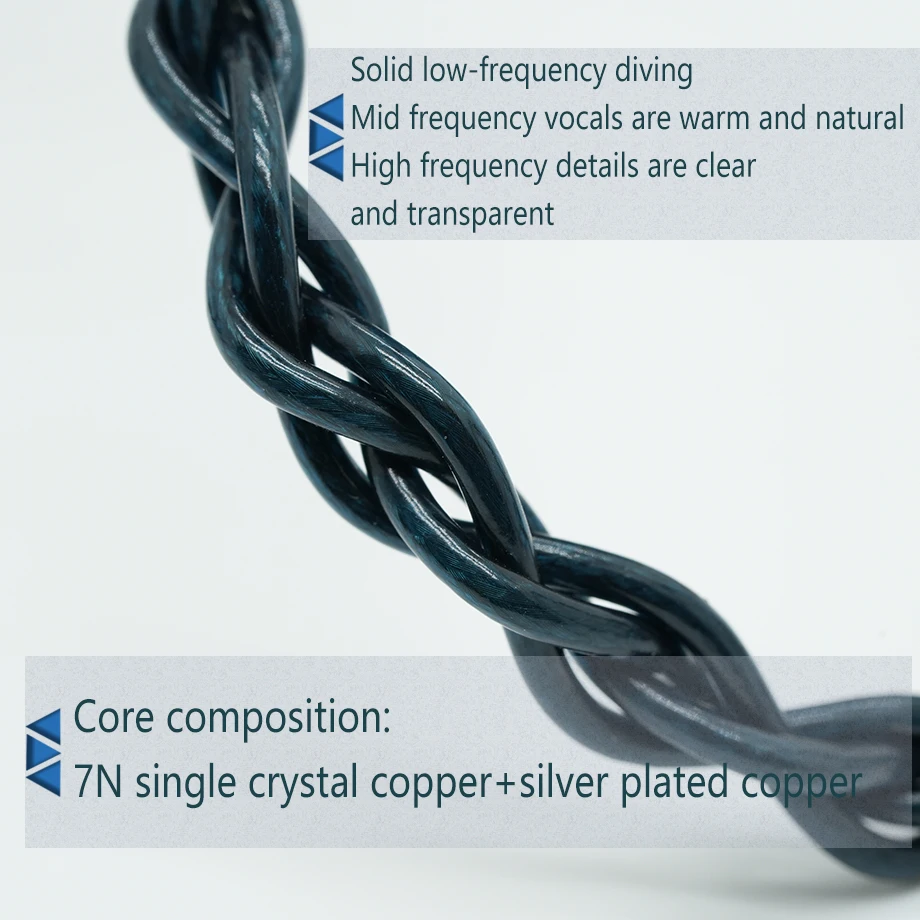 Kabel upgrade headphone XINHS S139 Peacock Feather 4-inti kelas audiophile 7N tembaga kristal tunggal murni tebal