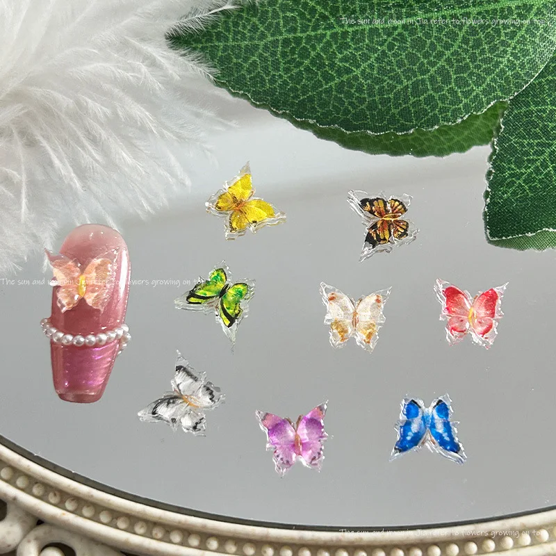 30 قطعة فراشة مطبوعة نابضة بالحياة مسمار السحر الملونة ثلاثية الأبعاد الراتنج مسمار الفن زينة مع تصاميم الجناح واقعية ل Manic أنيقة