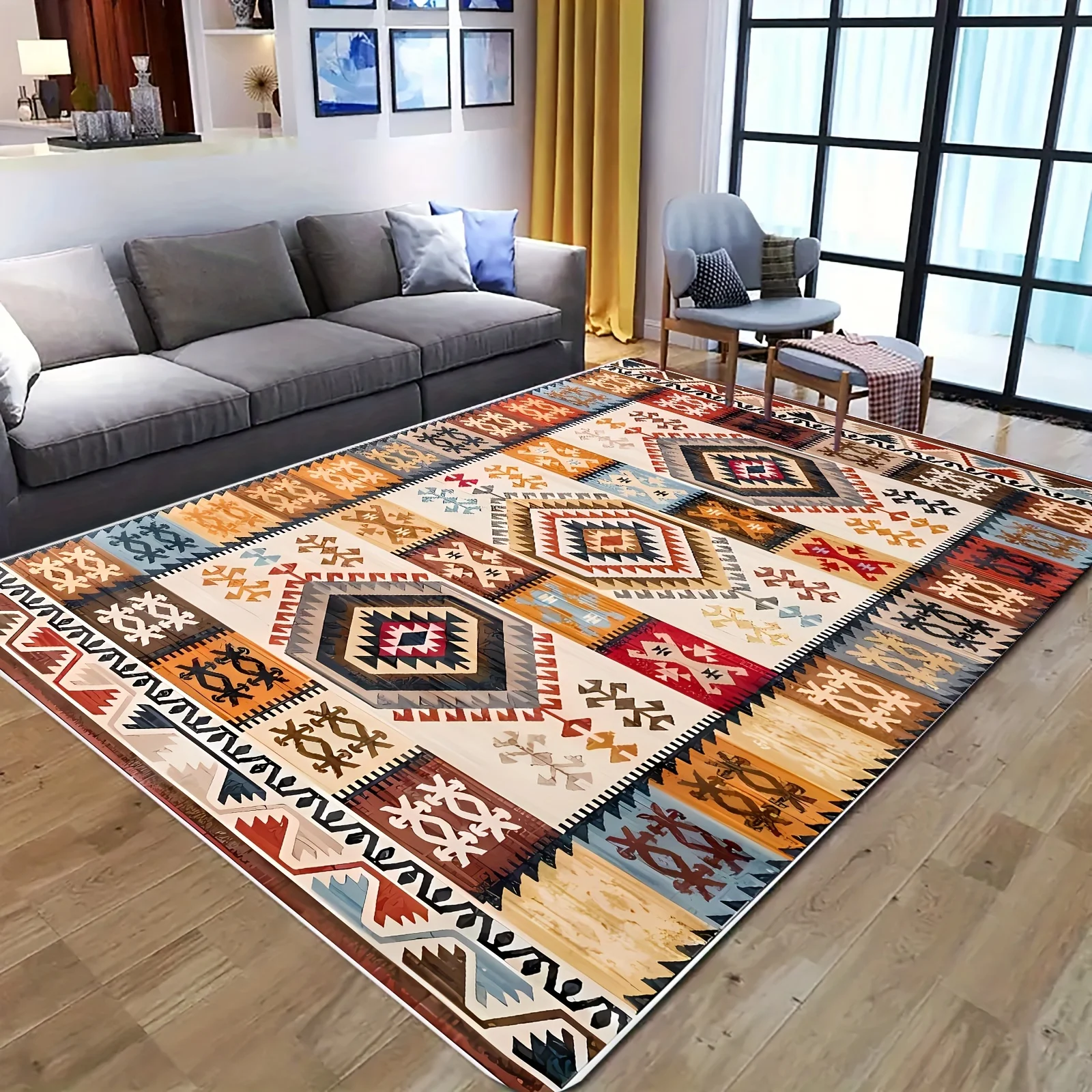VIKAMA Persian Mat Paisley Soft Non-Slip Machine-Washable Outdoor Carpet Home Camping Large Area Floor Mat Bedside Rugs Picnics