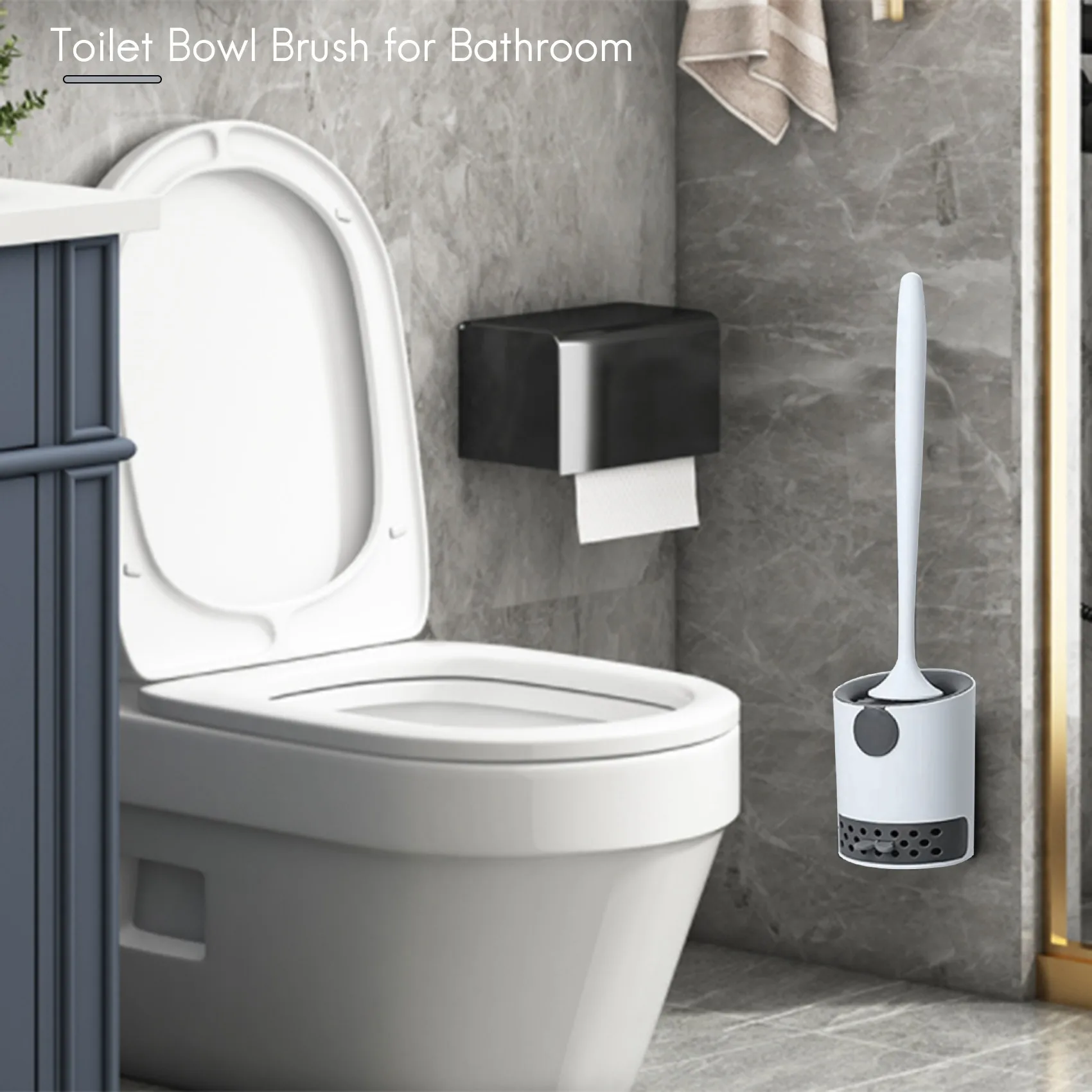 

A89X Toilet Brush With Holder, Silicone Toilet Bowl Cleaning Brush And Holder Set