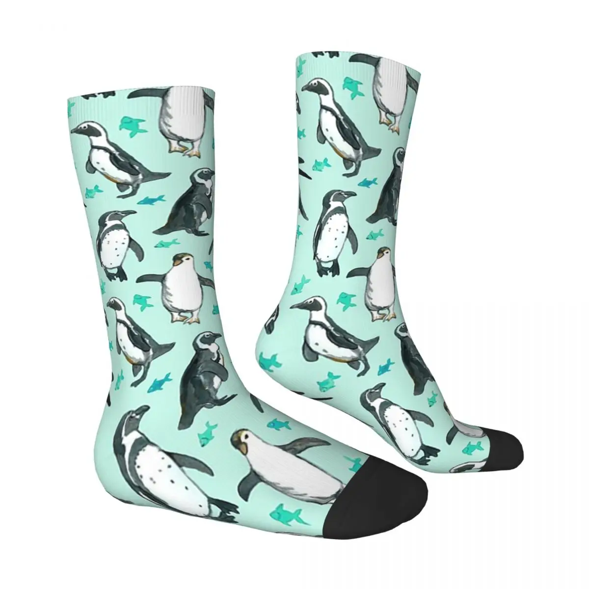 Lots Of Little Penguins On Mint Socks Harajuku Sport Middle Tube Socks Super Soft Stockings for Men Women Christmas Gifts