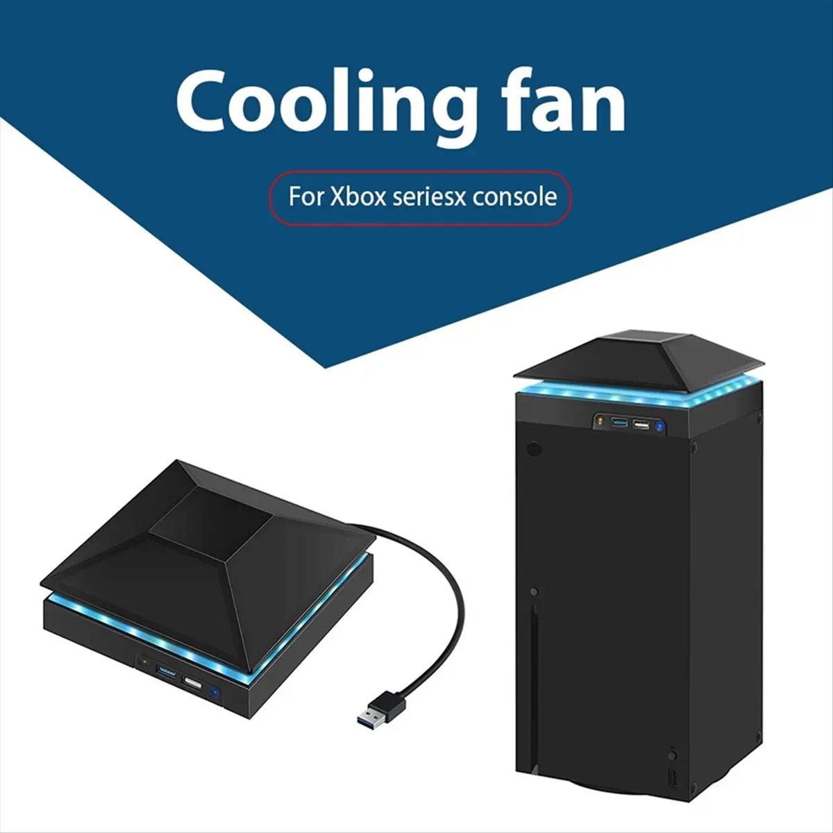 A3#(Upgraded) 2443F For Game Console Cooling Fan Top Dust Proof Cover 3 Speed Adjustable Fan Cooling System RGB 2 USB