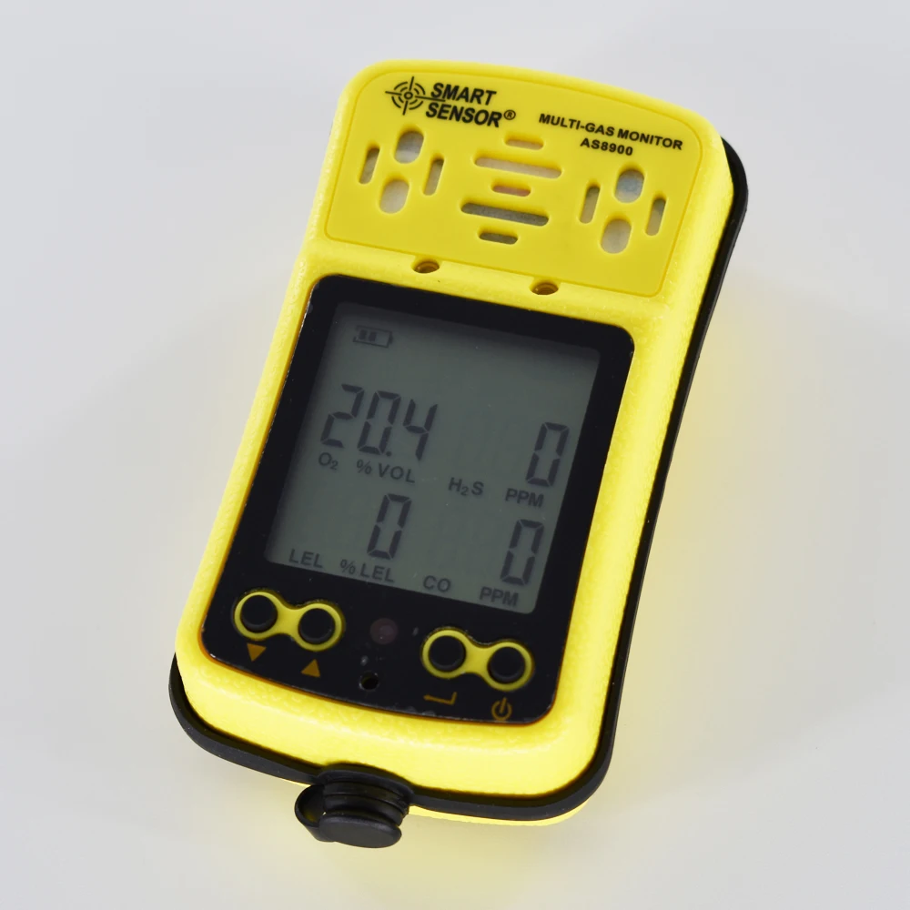 

Портативный многогазовый детектор Smart Sensor AS8900 4-в-1: O2, H2S, CO, горючие газы, кислород, сероводород, оксид углерода