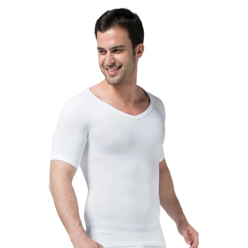 Men Boutique Classic Body Shaping Short Sleeve Seamless Deep Collar Abdominal hugging Curl Multifunction Corsets Thin Japanese