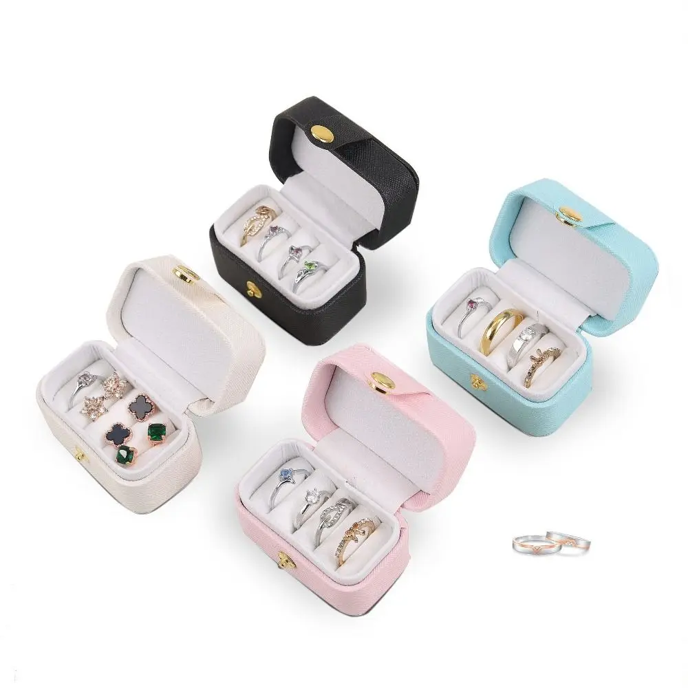 

High Quality PU Leather Jewelry Box Organizer Flip Cover Mini Jewelry Display Case Portable Ring Earrings Holder Travel