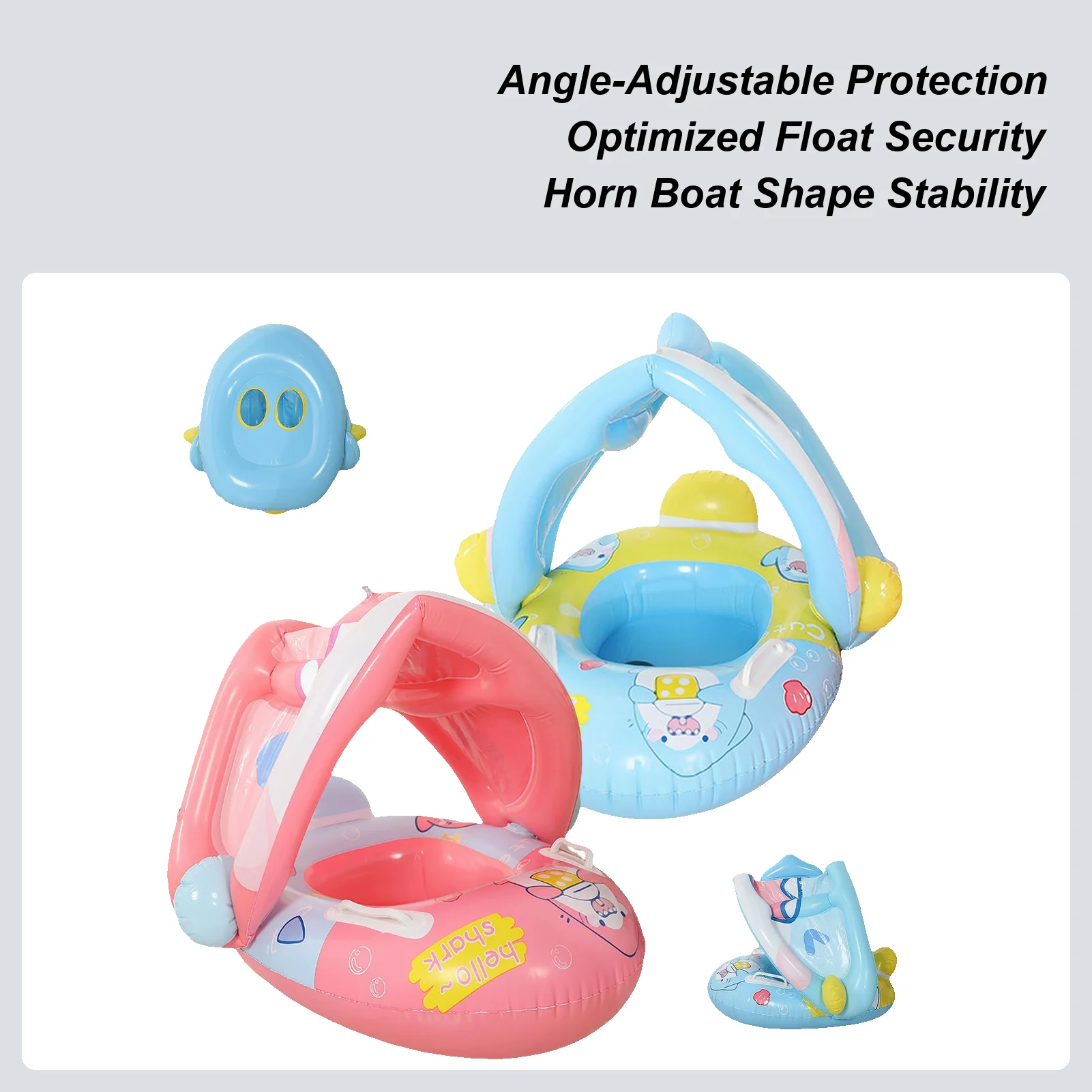 Bebê flutuador com guarda-sol dossel proteção solar crianças anel de água inflável núcleo seguro piscina acessório banheiro brinquedo de água