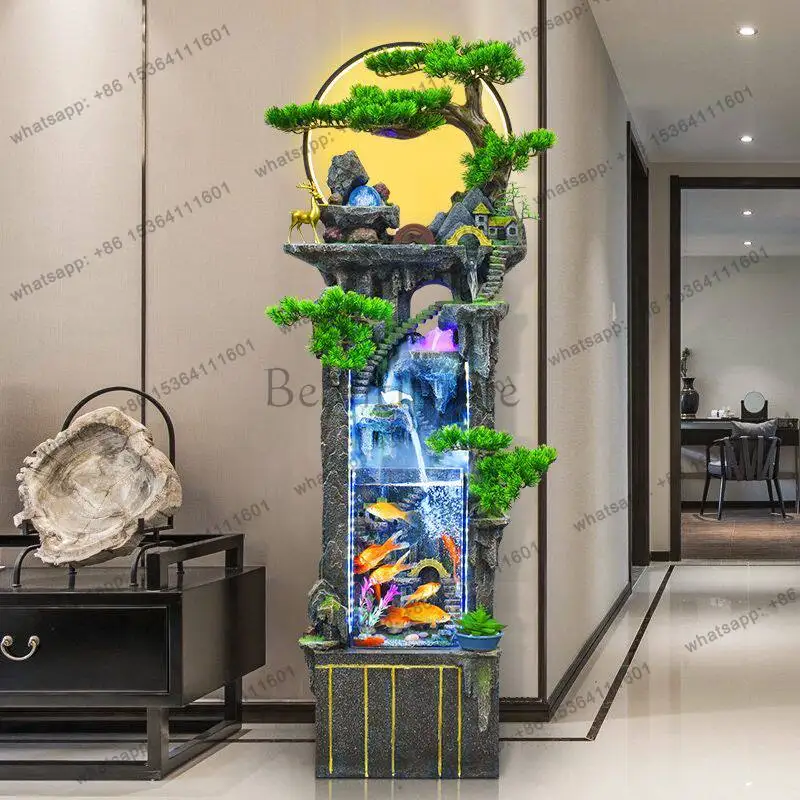LS rockery flowing water fish tank ornament opening entrance living room lucky feng shui wheel alpine fountain cycle