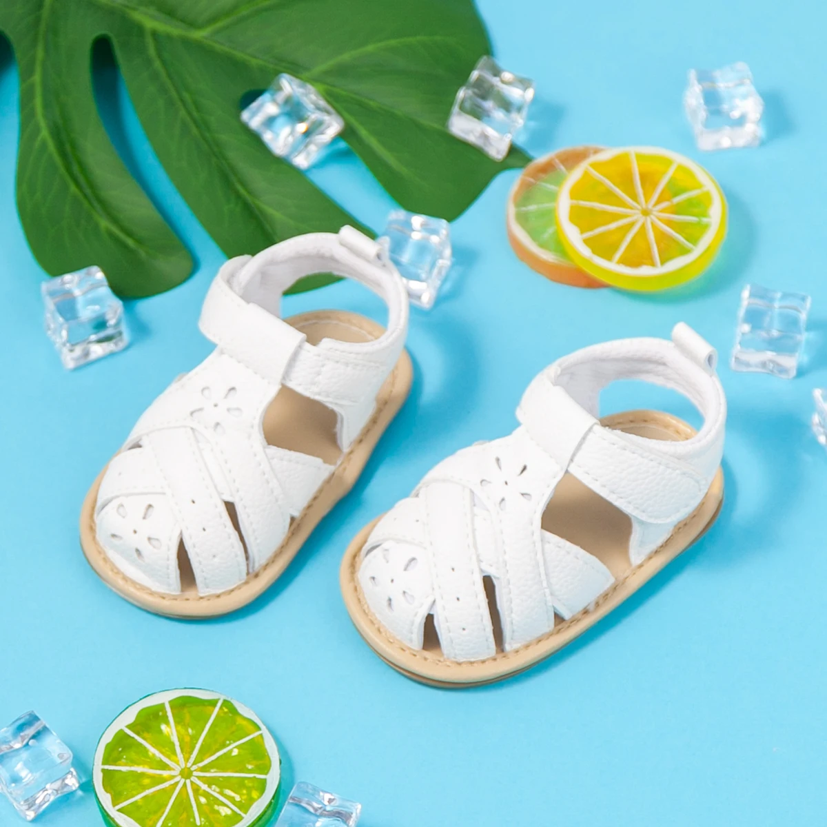 KIDSUN Summer Sandals Baby Shoes Boy Girl Flats Rubber Sole Anti-Slip Toddler Crib Shoes First Walker