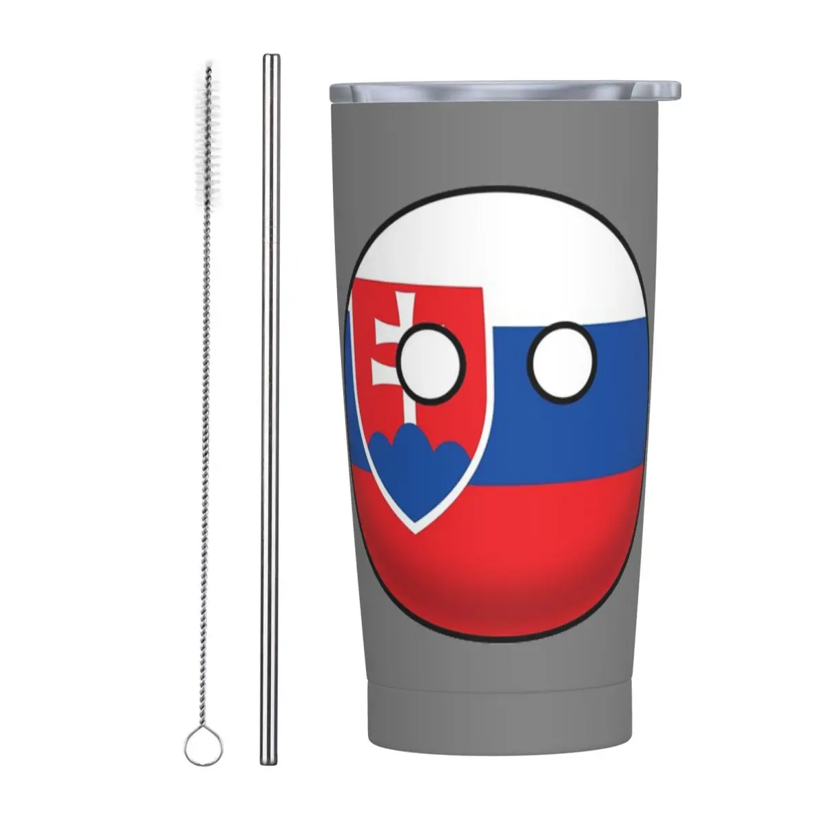Slovakia Countryball Stainless Steel Tumbler Vacuum Insulated Mugs Thermal Cold Bottle Straw With Lid 20oz
