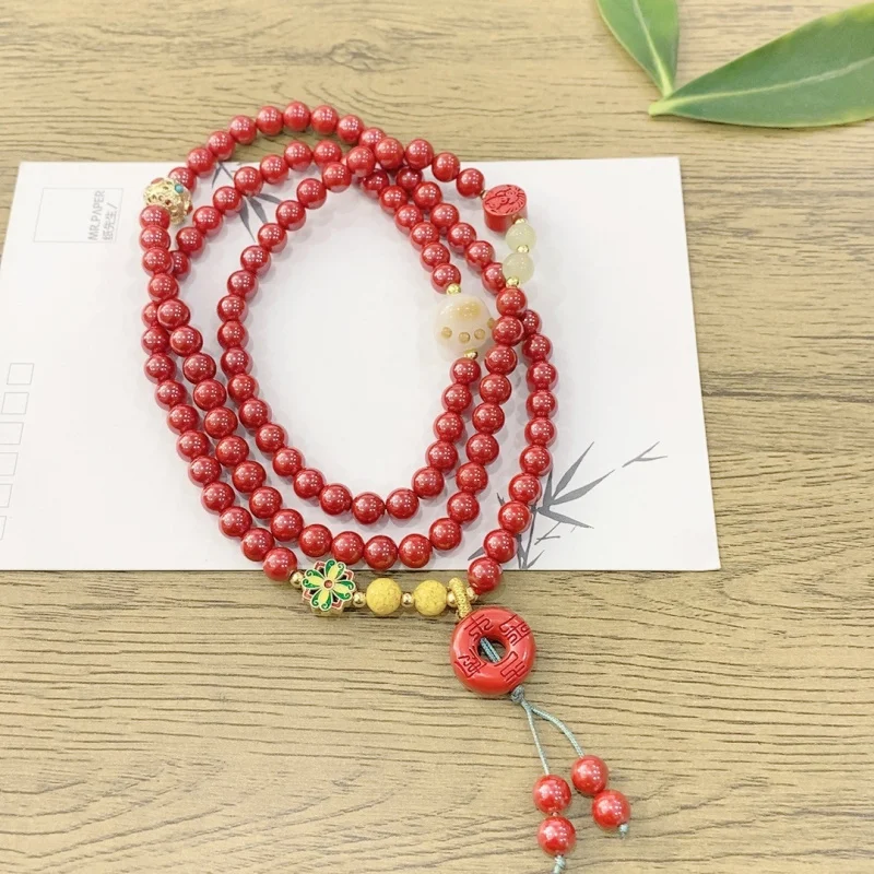 Natural high-content vermilion round , ore purple gold , , imperial sand, loose beads brac