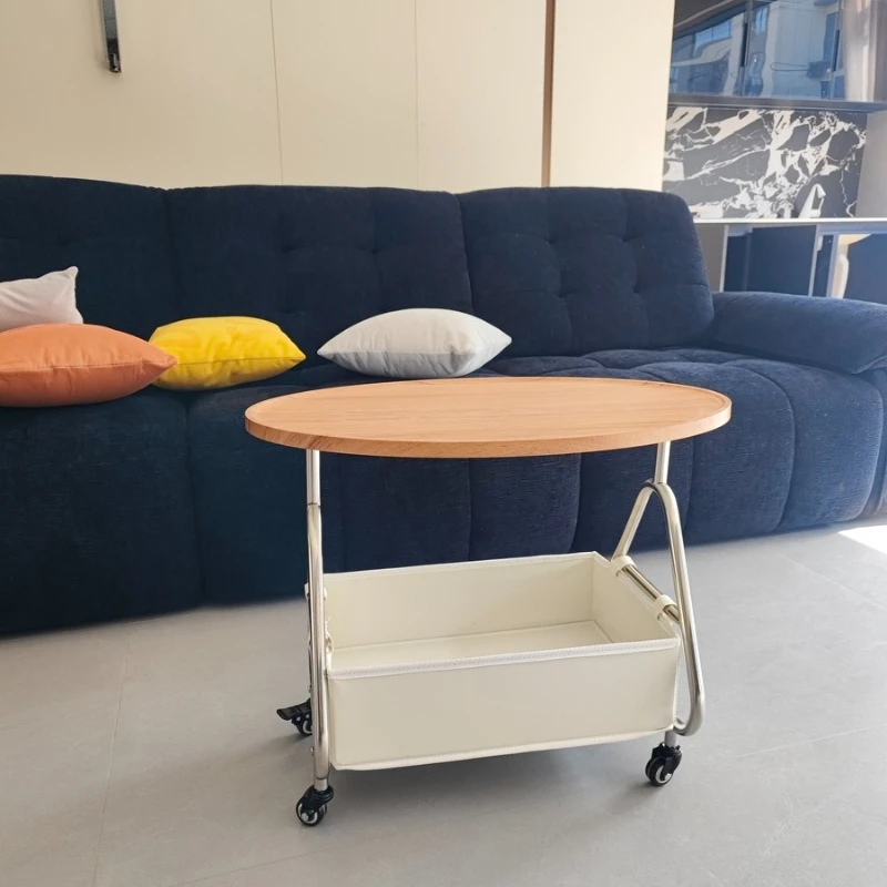 Mobile Stainless Steel Side Table, Modern Minimalist Coffee End Stand, Luxury Bedroom Nightstand, Living Room Sofa Accent Desk