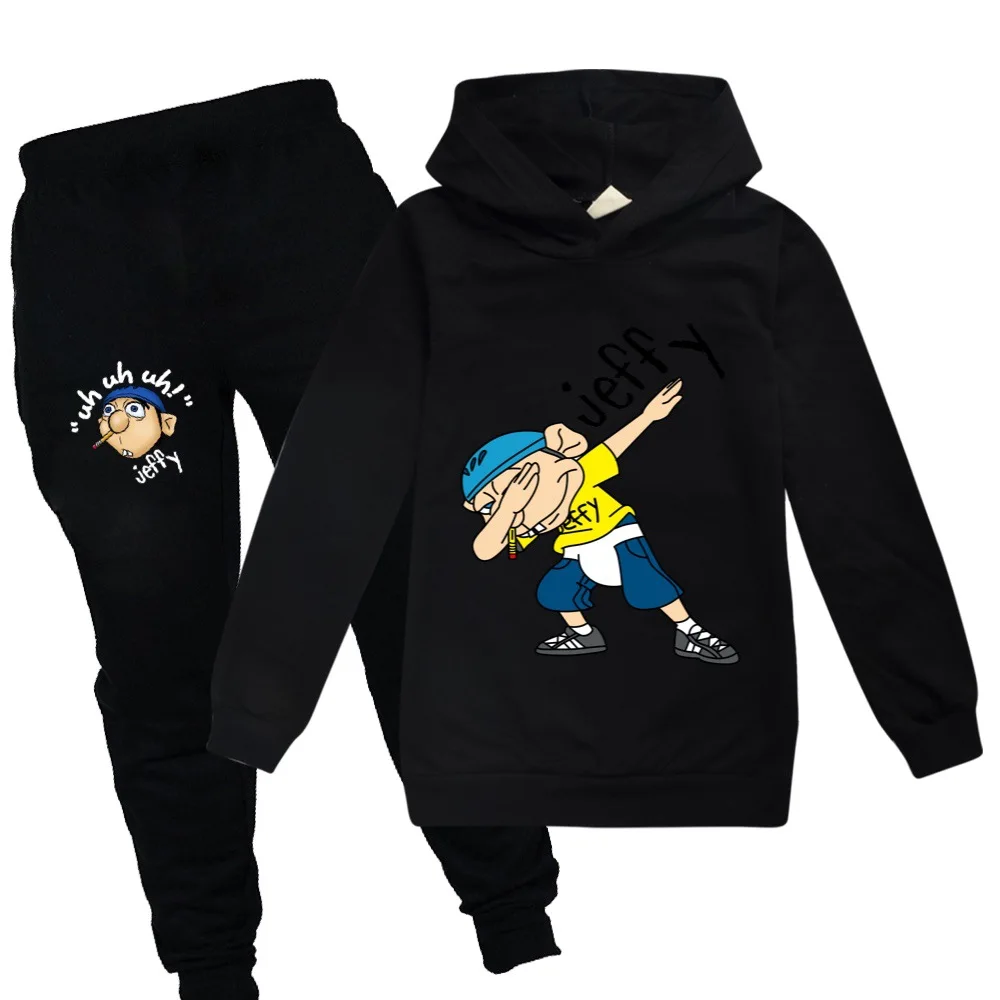 2026 Fall Cartoon Jeffy Puppet Clothes Baby Boys Clothing Sets Children Halloween Outfits Teenager Girls Hoodies+Pants 2pcs Suit