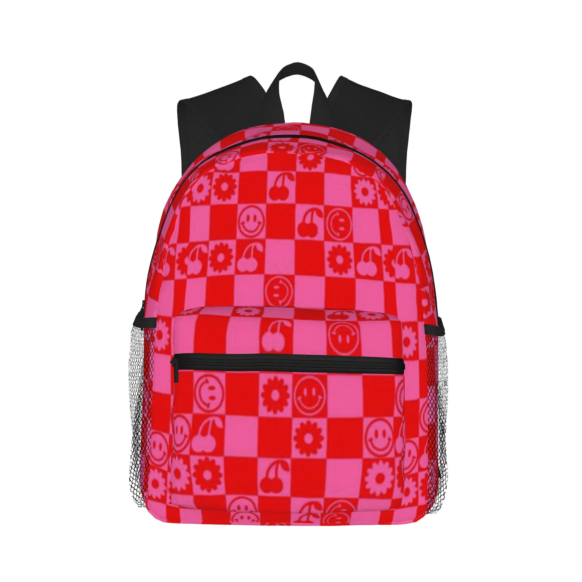 

HAPPY CHECKERS - pink and red Casual Backpack for Students and Adults Student