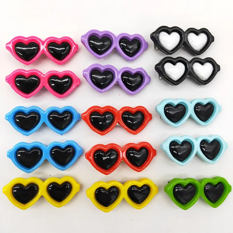 Pet Lovely Heart Sunglasses Hairpins Pet Dog Bows Hair Clips for Puppy Dogs Cat Yorkie Teddy Pet Hair Decor Pet Supplies 10pc