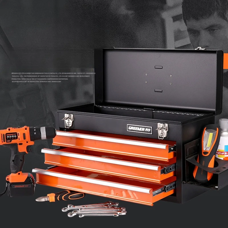 صندوق أدوات محمول مقاوم للماء وقابل للقفل، أداة معدنية ذات سعة كبيرة، منظم ورشة عمل جراج الصدر، Electricista #2