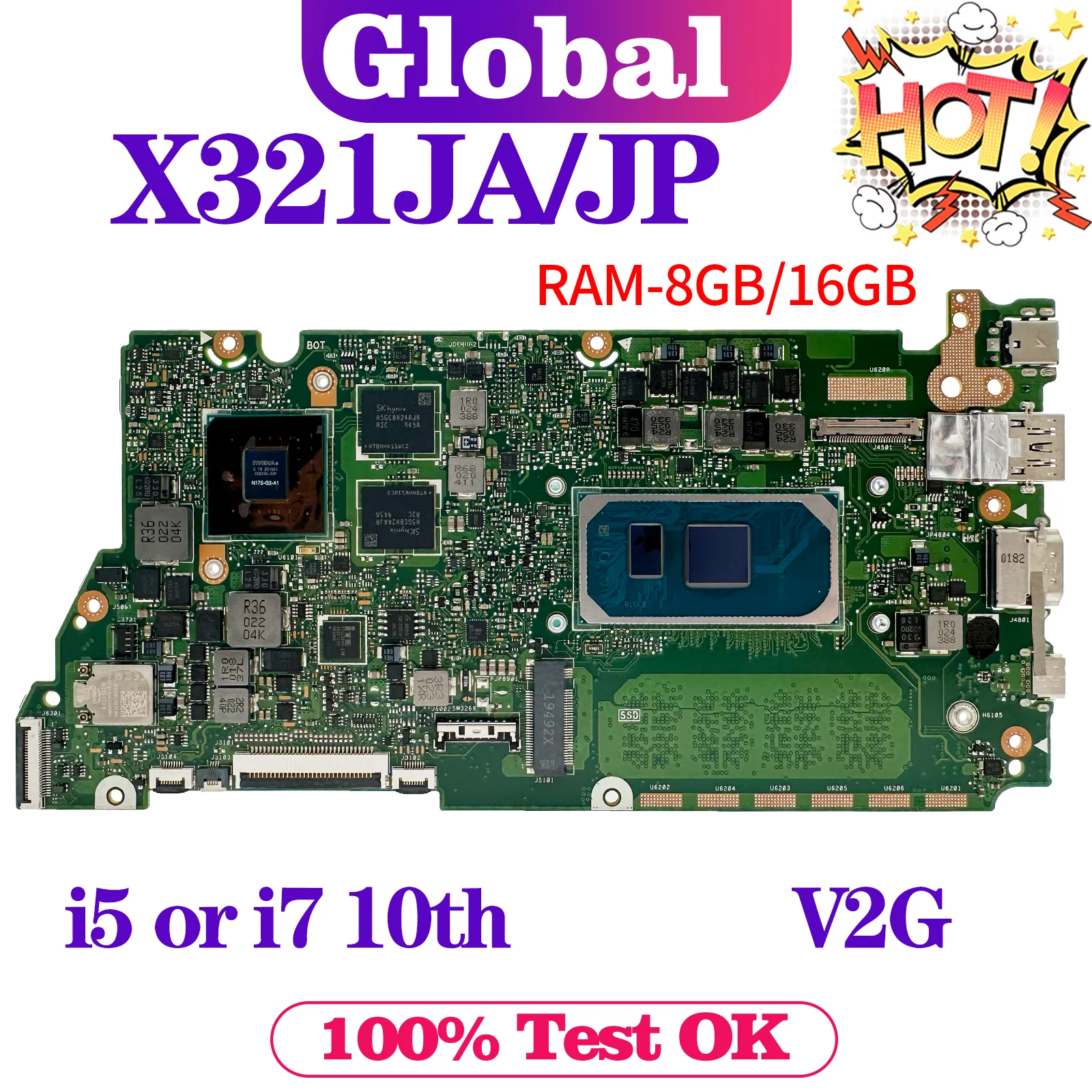 

KEFU X321JA Mainboard For ASUS X321JP X321J X321JQ I321J S333J Laptop Motherboard i5 i7 10th Gen RAM-8GB/16GB V2G