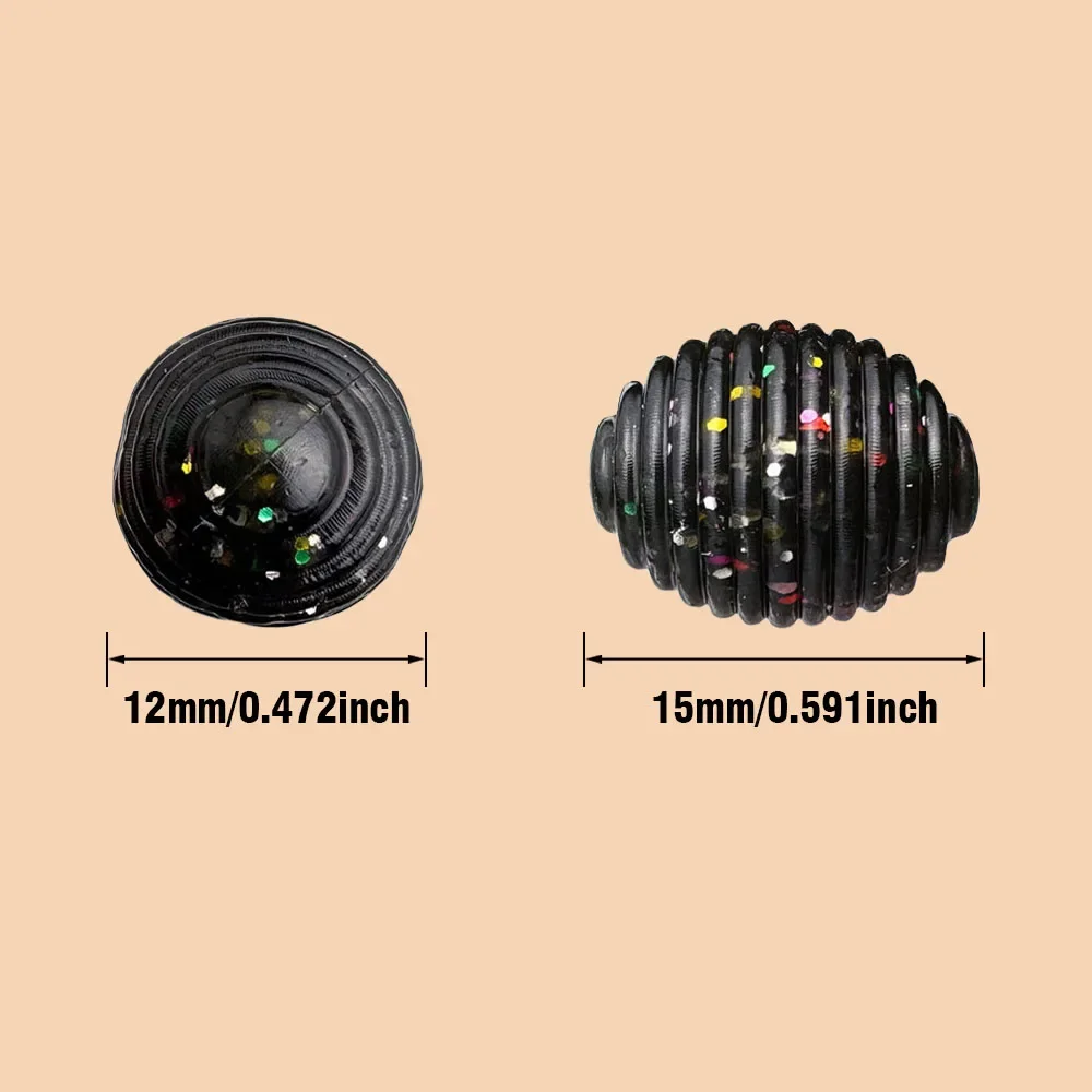 24 Uds Luya cebo blando PVC Micro Material agua vesícula biliar pelota Rugby patata negro Pit pescado cebo salado accesorios de pesca señuelo - imagen 2