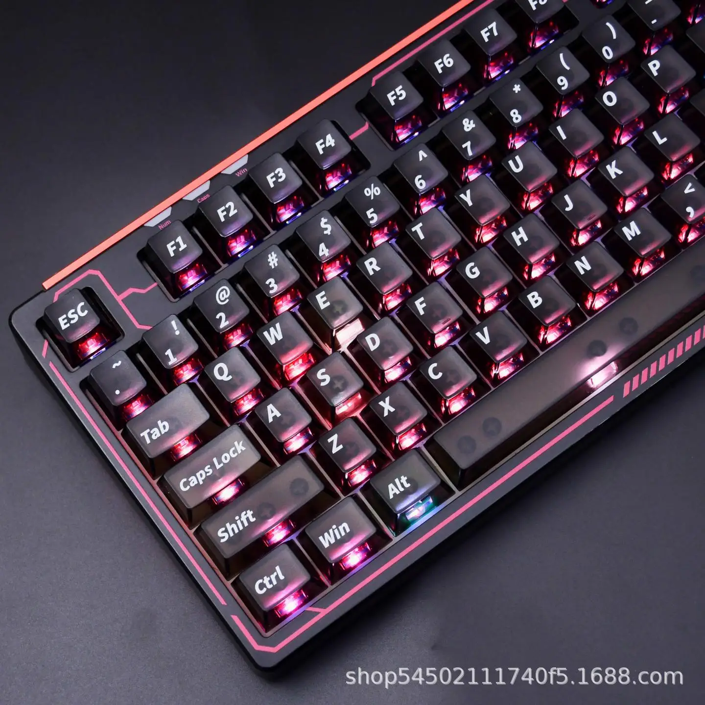 PC Translucent Keycaps 5-Side Original Profile Customized Compatible for 60/68/75/98 Layout