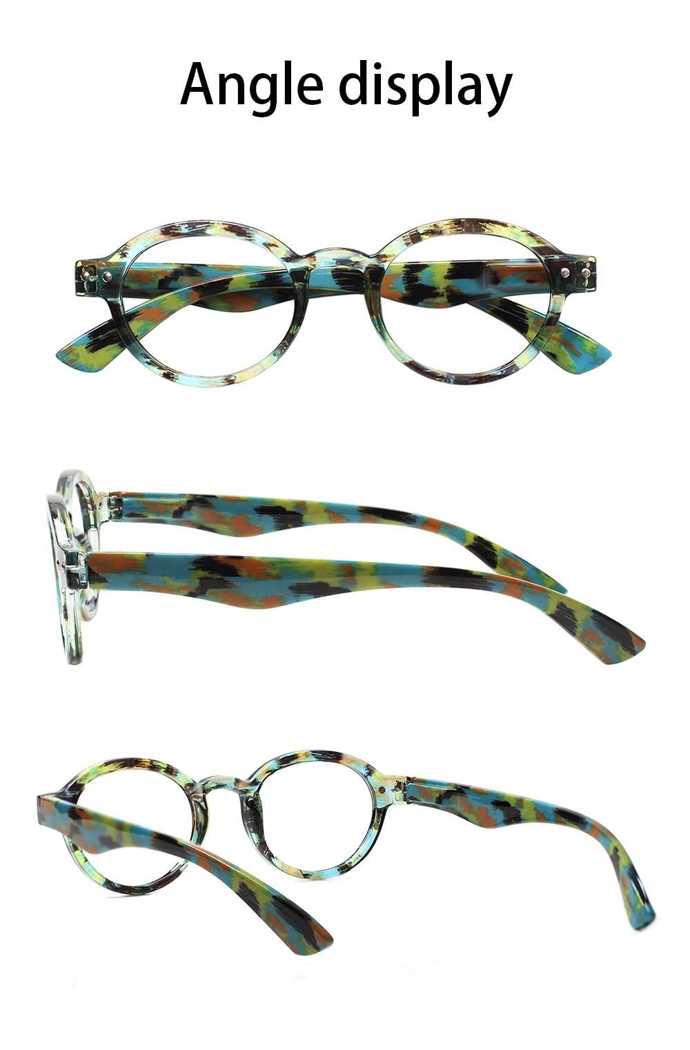 Henotin Reading Glasses Spring Hinge Men Women with Print Flower Frame Decorative Eyeglasses HD Prescription Eyewear 0~600