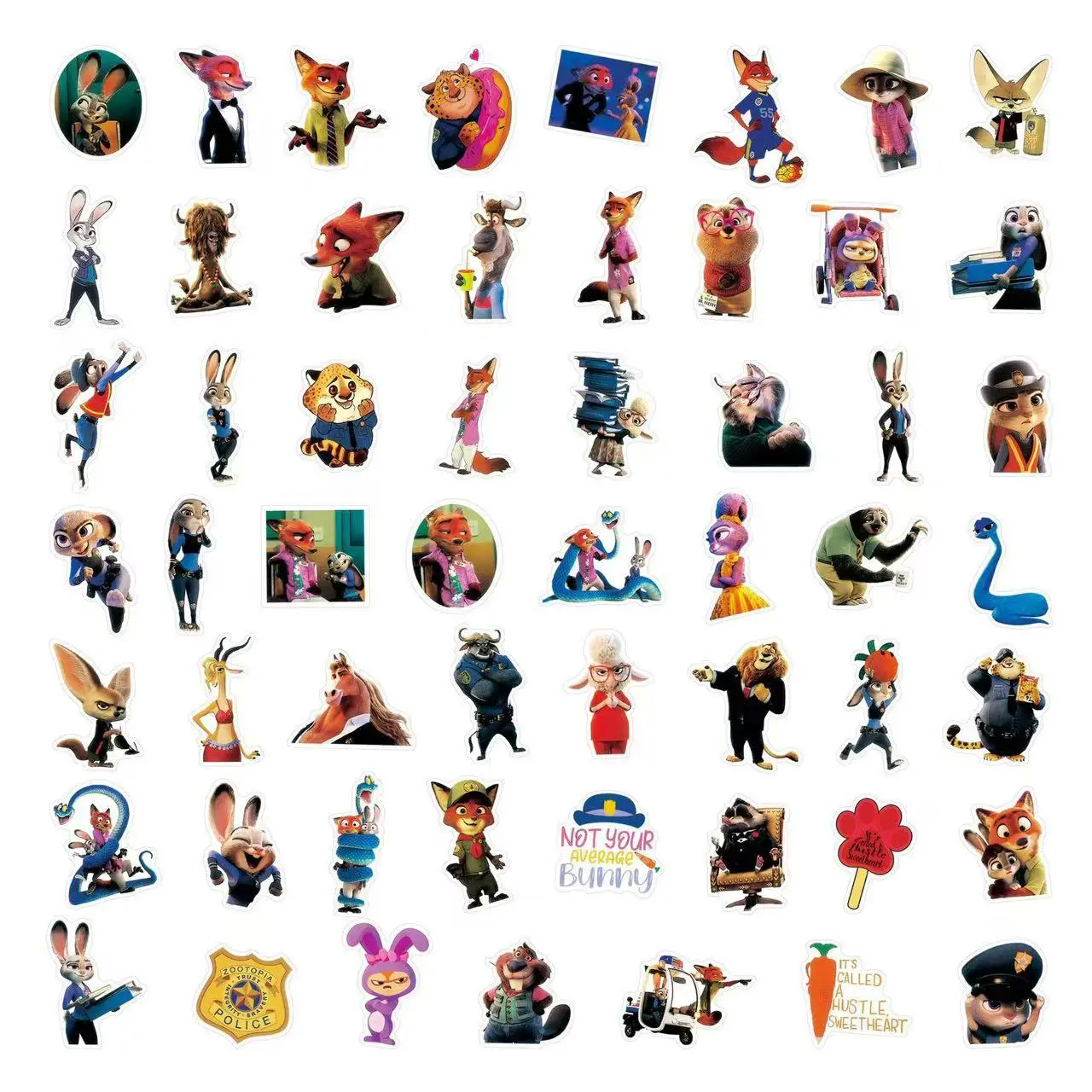 50/100PCS Zootopia Graffiti Adesivo Cartoon Giocattolo per bambini Decalcomanie fai da te Bagagli Cassa del telefono Adesivo decorativo impermeabile per laptop