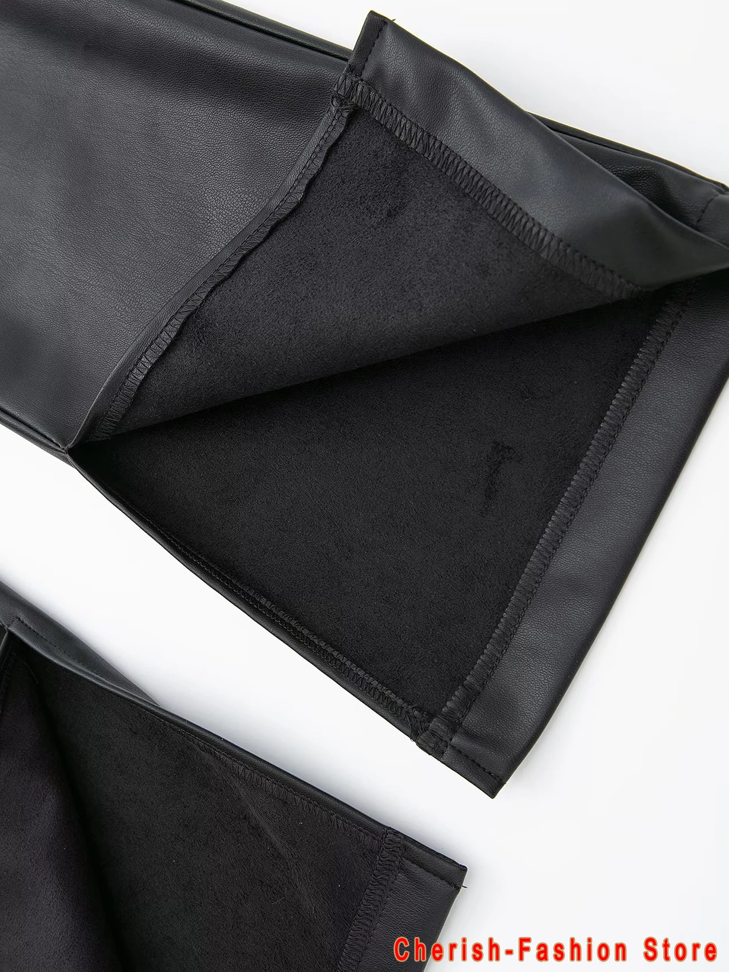 Pantaloni da ufficio di marca nera in ecopelle donna 2023 primavera allentati a vita alta Casual Streetwear moda PU Lady Mujer pantaloni